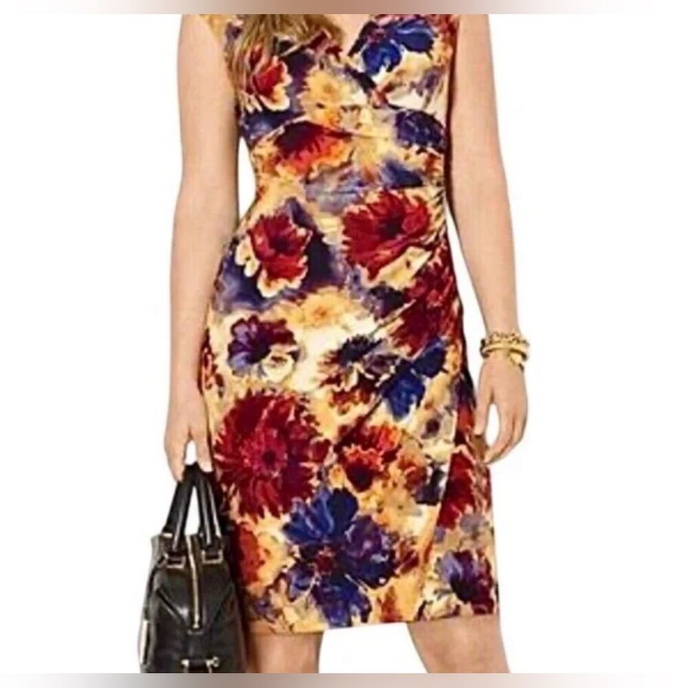 UEC LAUREN RALPH LAUREN Fall Mul Raisin Sleeveless Sheath Dress MULITCOLORED 8